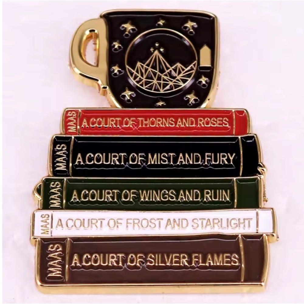 Acotar Sarah J Maas Book Stack Enamel Pin